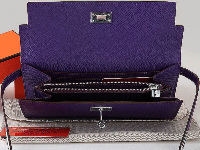 Hermes Epsom Original Calfskin Kelly Long Wallet Purple 3