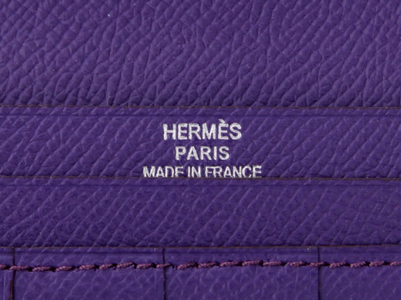 Hermes Epsom Original Calfskin Bearn Japonaise Bi-Fold Wallet Purple 5