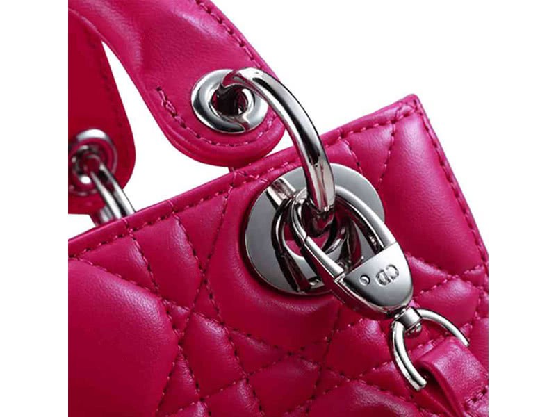 Dior Nano Leather Bag Silver Hardware Hot Pink 5