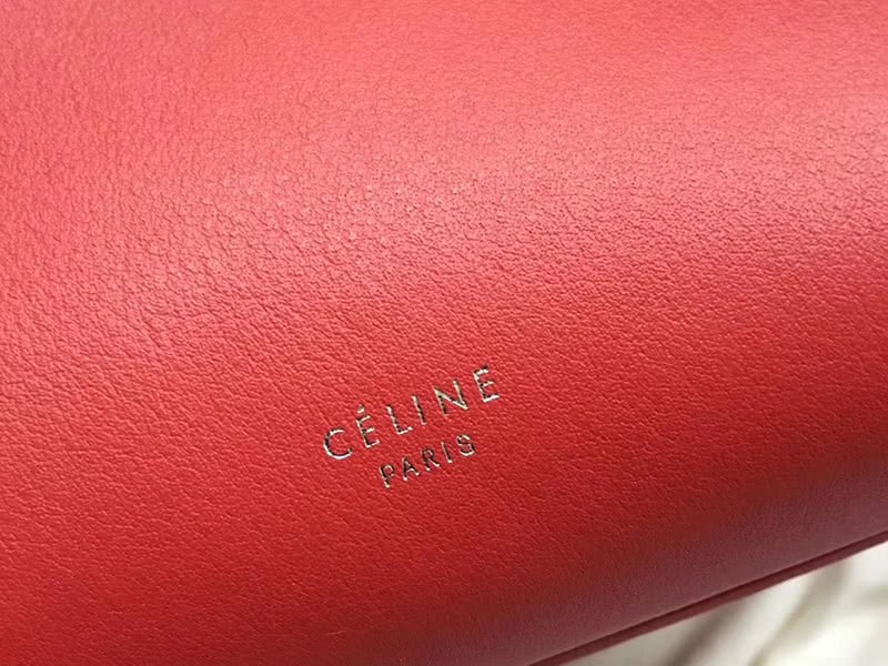 Celine Small Big Bag With Long Strap In Supple Grained Calfskin Red 8