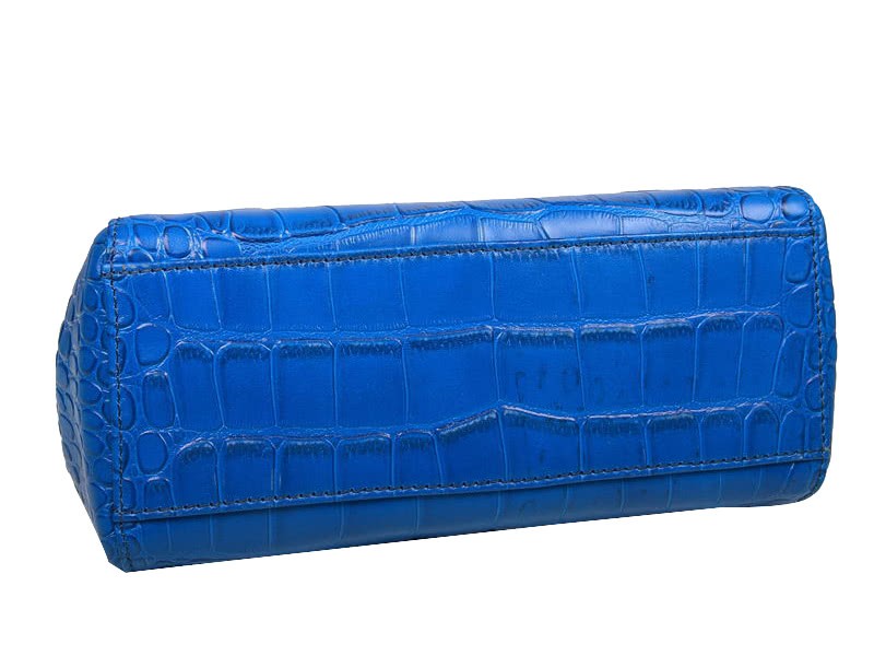 Fendi Iconic Mini Peekaboo Bag In Croco Leather Light Blue 4