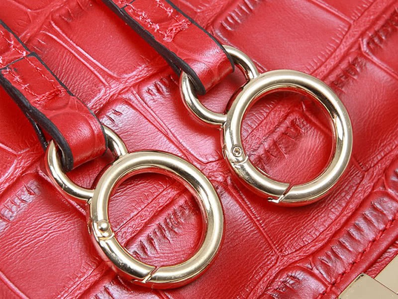 Fendi Iconic Mini Peekaboo Bag In Croco Leather Red 5