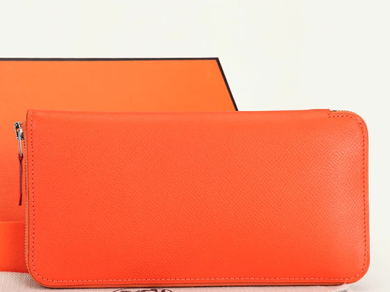 Hermes Zipper Wallet Original Epsom Calfskin Orange 1