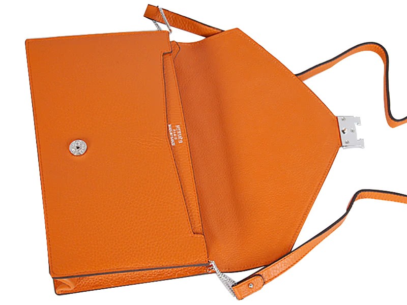 Hermes Pilot Envelope Clutch Orange With Silver Hardware 6