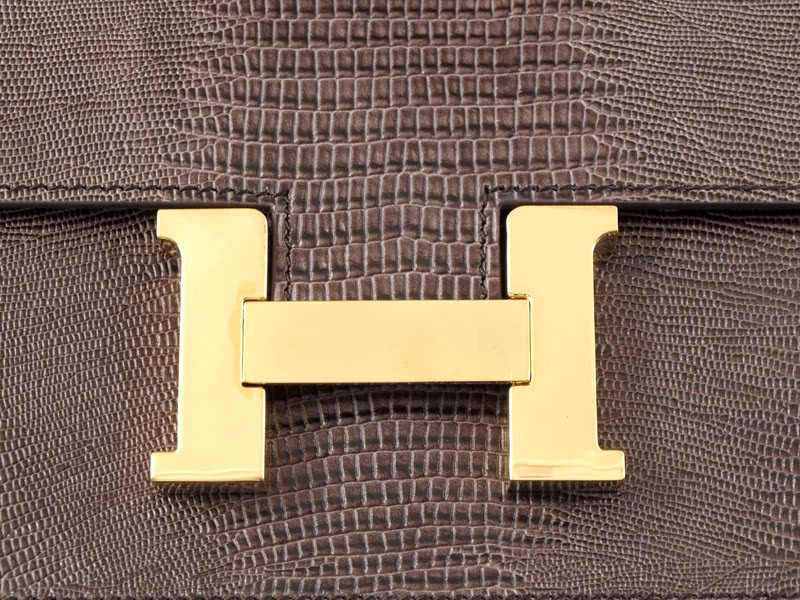 Hermes Constance 23 Single Shoulder Bag Lizard Leather Choco 6
