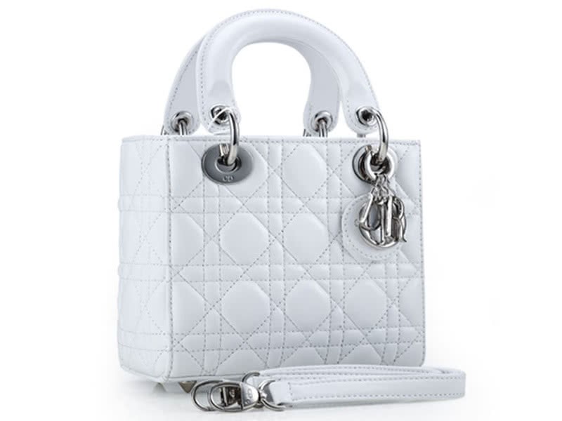 Dior Nano Leather Bag Silver Hardware White 2