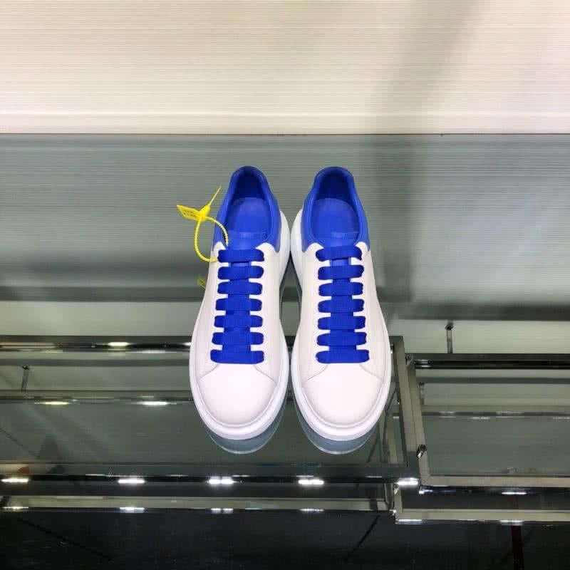 Alexander McQueen Sneakers Blue Shoelaces White Men 2