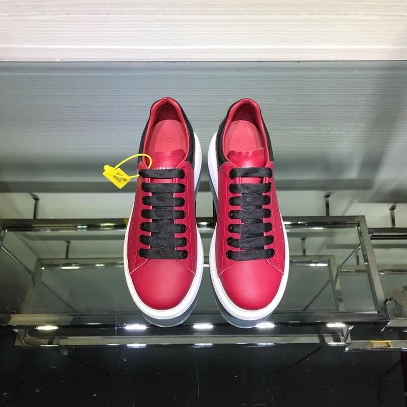 Alexander McQueen Sneakers Leather Red Upper White Sole Black Shoelaces Men 2