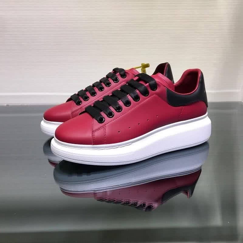 Alexander McQueen Sneakers Leather Red Upper White Sole Black Shoelaces Men 3