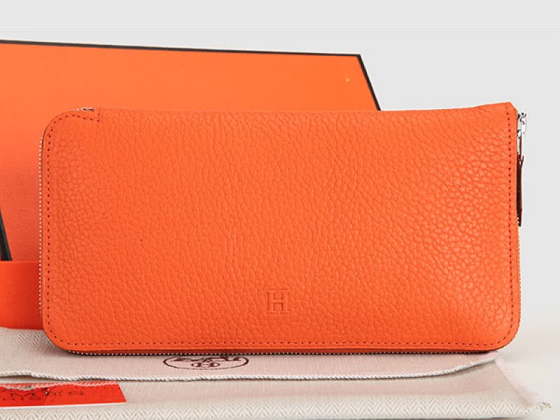 Hermes Zipper Wallet Original Leather Orange 1