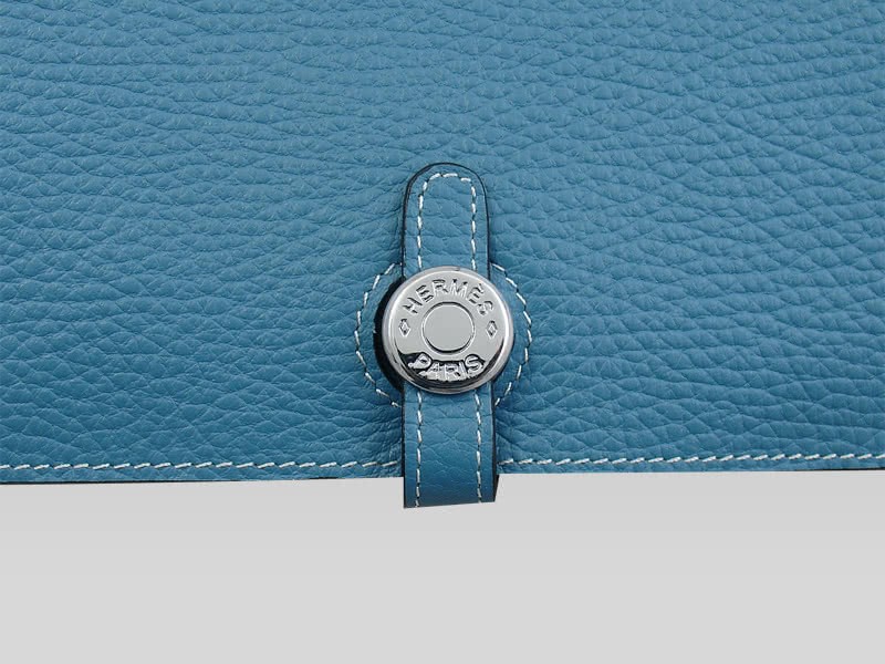 Hermes Dogon Togo Leather Wallet Purse Blue 4