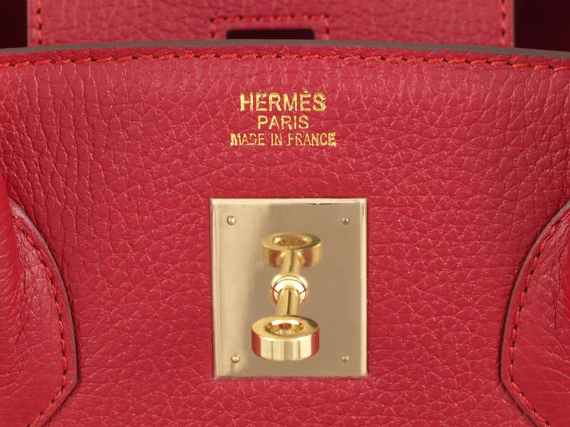 Hermes Birkin 30cm Clemence Rouge Vif With Golden Hardware 6