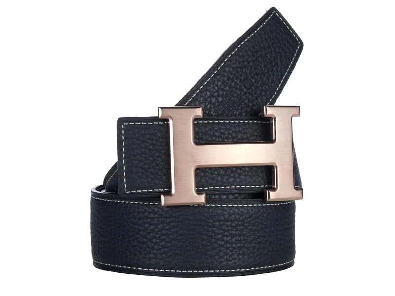 Hermes Togo Leather Belt With Everose H Buckle Black 2