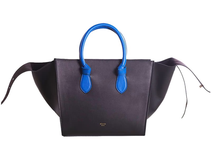 Celine Tie Bag Original Leather Black With Blue 2