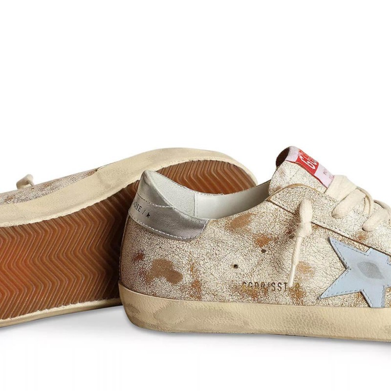 Golden Goose∕GGDB Women's Super-Star with smoky blue leather star and silver heel tab 3