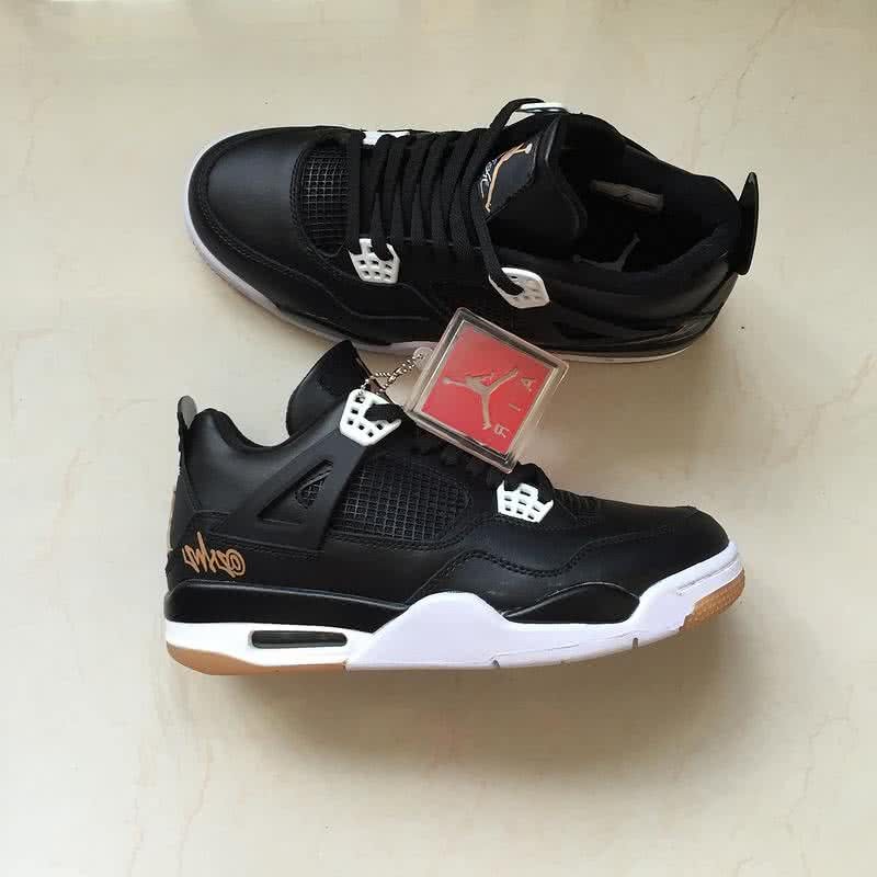 Air Jordan 4 Shoes White And Black Men 7