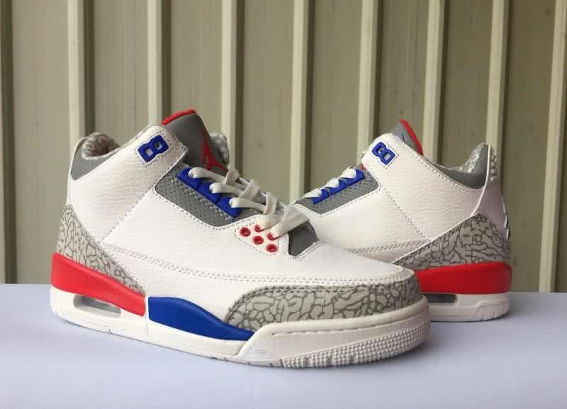 Air Jordan 3 Shoes White Red And Blue Men 4