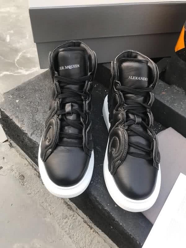 Alexander McQueen Sneakers High Top Black Upper White Sole Men 8