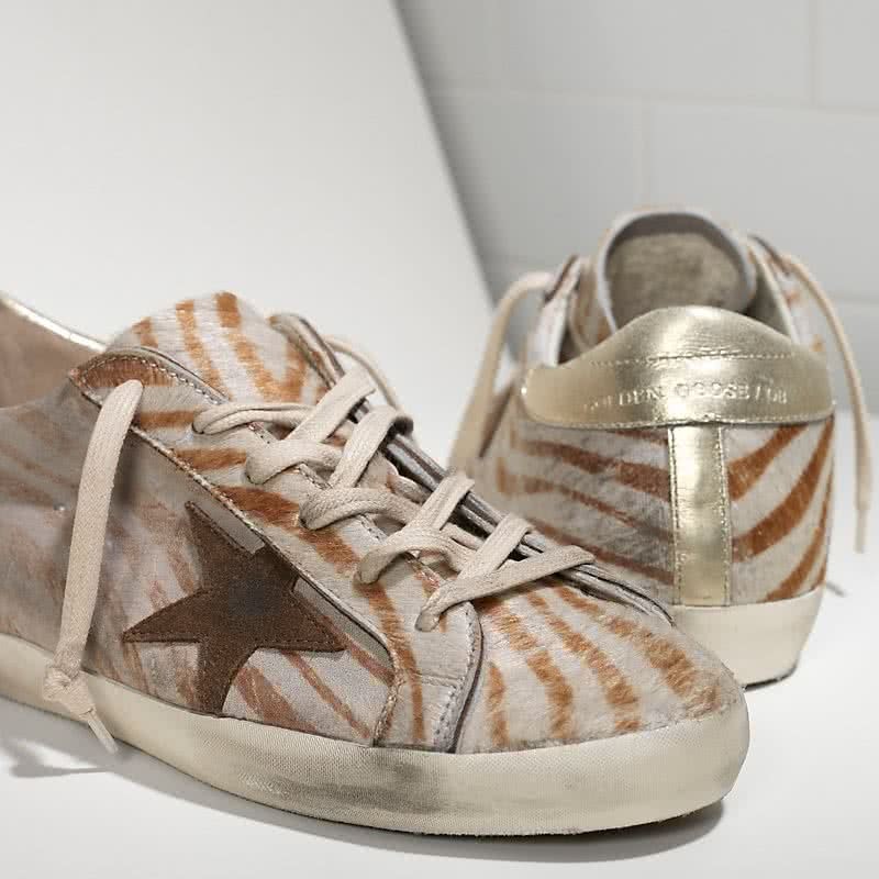 Golden Goose Sneakers Super Star IN Pelle E Stella IN Camoscio gold zebra 4