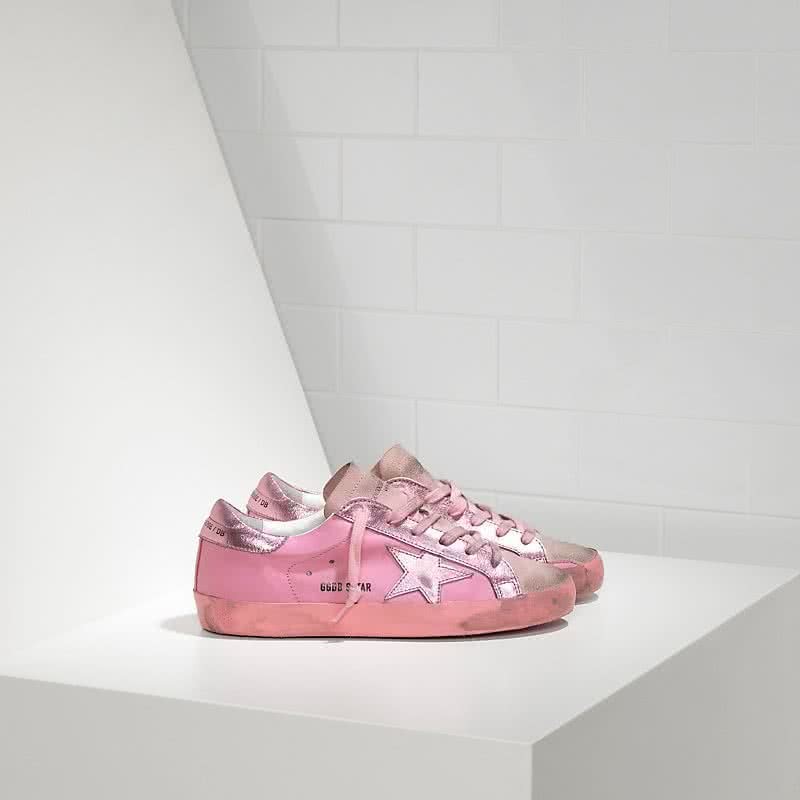 Golden Goose Sneakers Super Star in Pelle e Stella in Pelle Monochromatic Pink 1