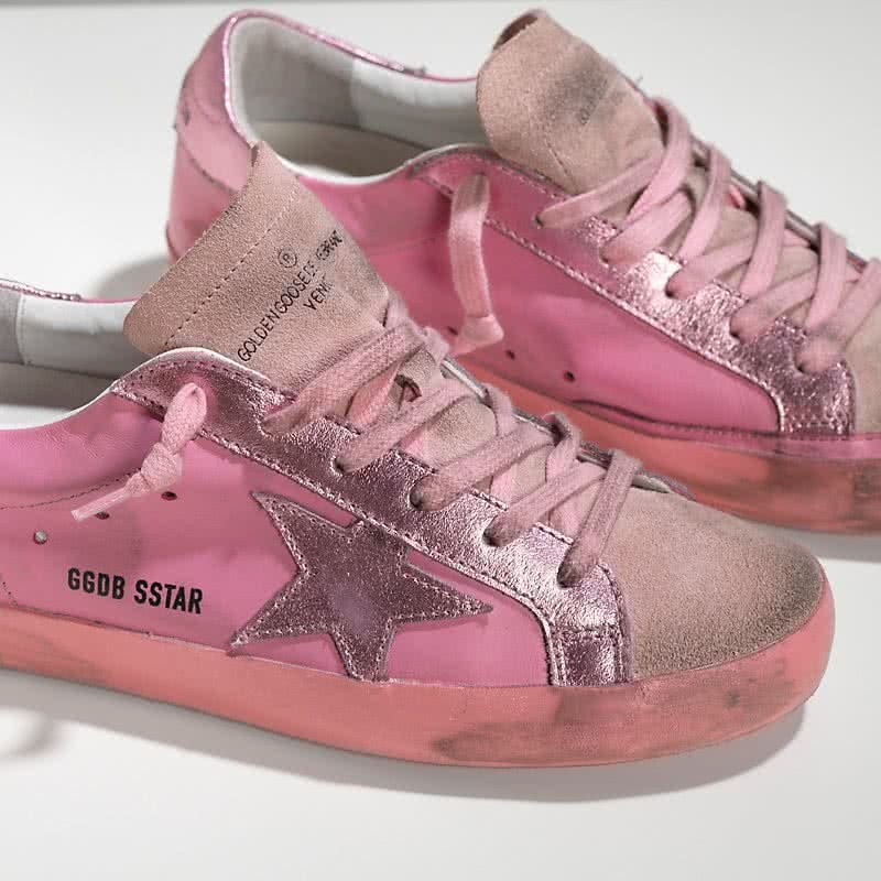 Golden Goose Sneakers Super Star in Pelle e Stella in Pelle Monochromatic Pink 4