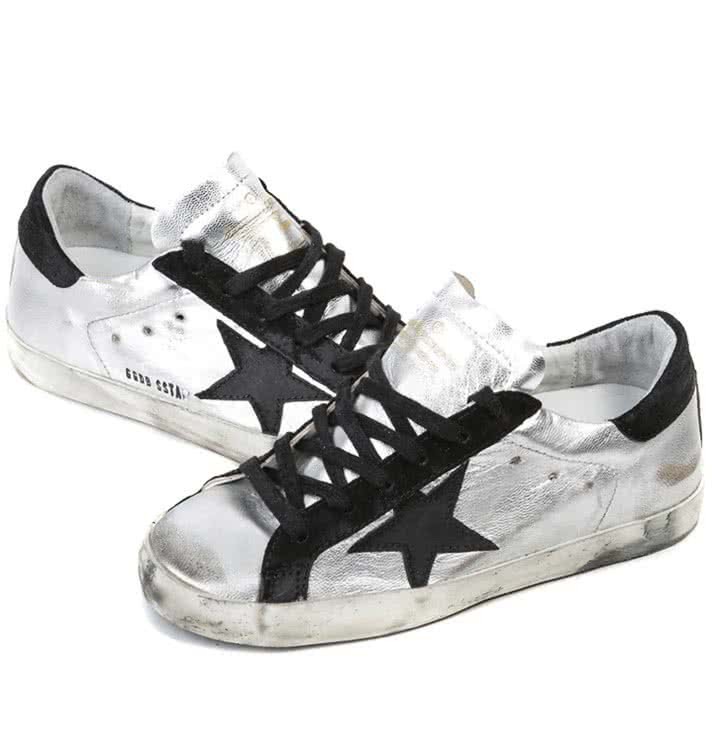 Golden Goose Super Star Sneakers in Leather With Suede Star silver black leather 1