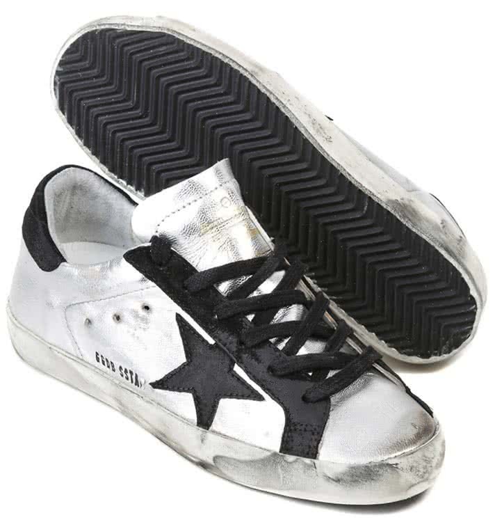 Golden Goose Super Star Sneakers in Leather With Suede Star silver black leather 2