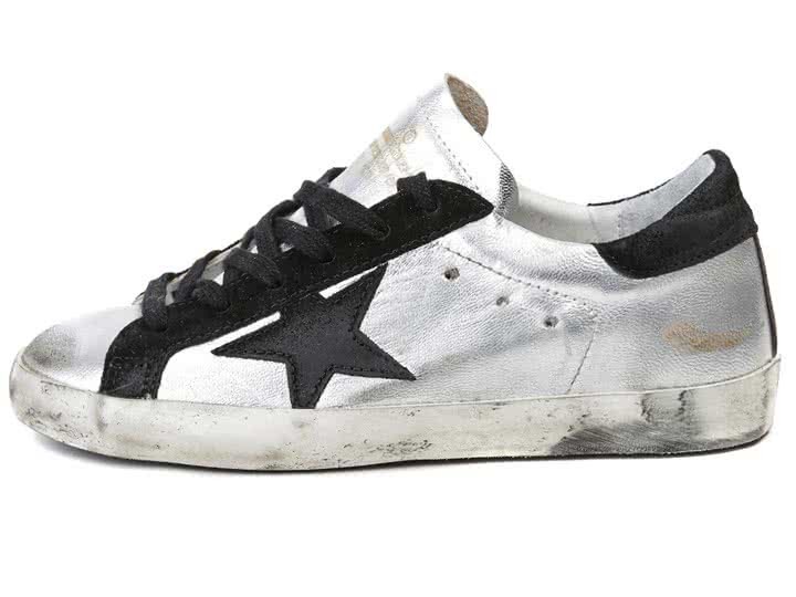 Golden Goose Super Star Sneakers in Leather With Suede Star silver black leather 4