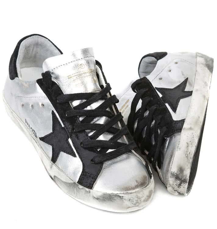Golden Goose Super Star Sneakers in Leather With Suede Star silver black leather 7
