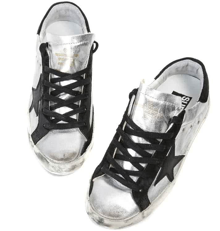 Golden Goose Super Star Sneakers in Leather With Suede Star silver black leather 11