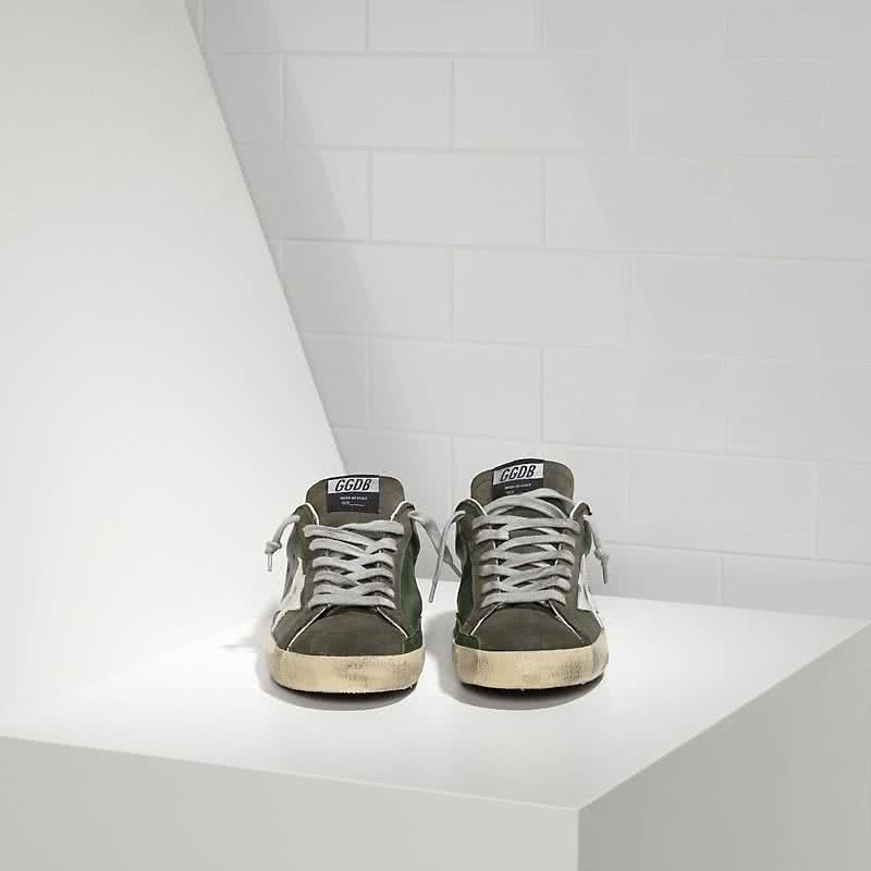 Golden Goose Sneakers Super Star in Pelle e Stella in Pelle Green Leather Forest 2