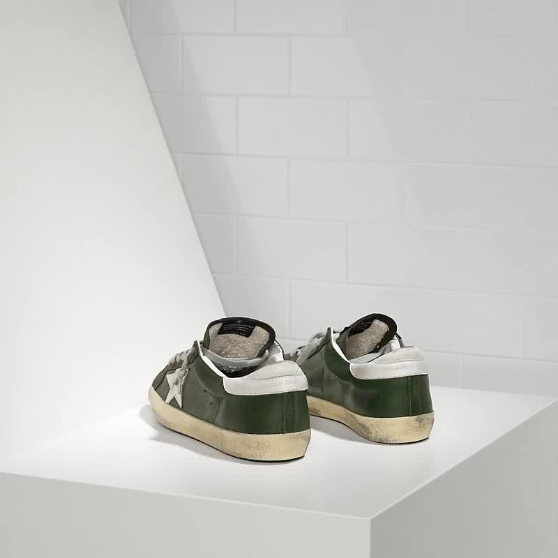 Golden Goose Sneakers Super Star in Pelle e Stella in Pelle Green Leather Forest 3