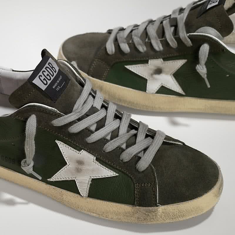 Golden Goose Sneakers Super Star in Pelle e Stella in Pelle Green Leather Forest 4