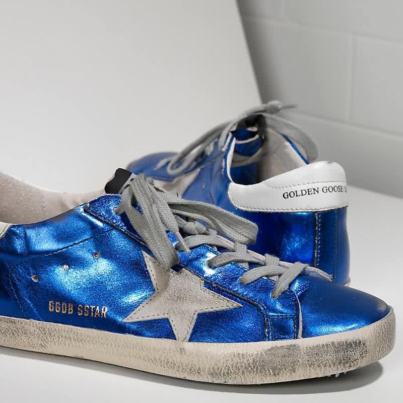 Golden Goose Sneakers Super Star IN Pelle E Stella IN Camoscio blue laminated white 4