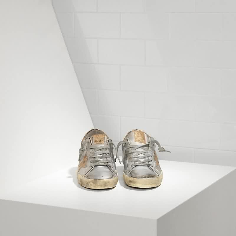 Golden Goose Super Star sneakers in leather with leather star Silver Gold 2