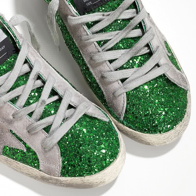 Golden Goose Sneakers Super Star in Pelle spalmata all glitter e Stella Green Glitte 4