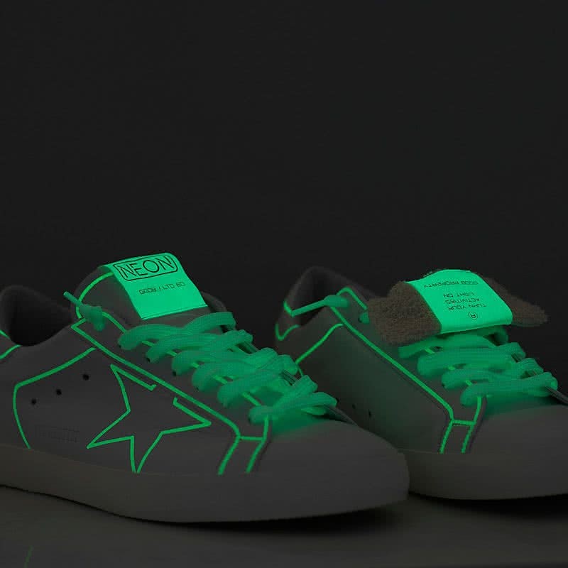Golden Goose Sneakers Super Star in Pelle e Stella Neon fluorescente Neon 4