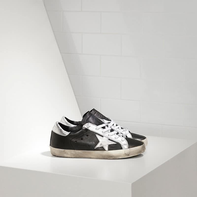 Golden Goose Archive Super Star sneakers in leather with leather star Black Leather Silver 1