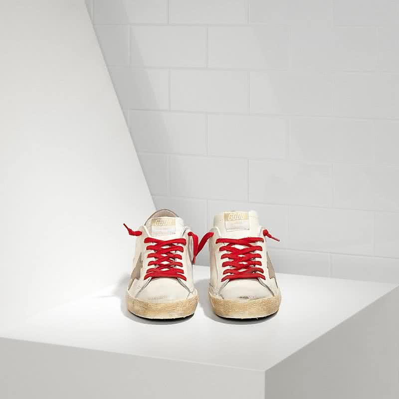 Golden Goose Sneakers Super Star in Pelle e Stella in Camoscio White Red Lace 2