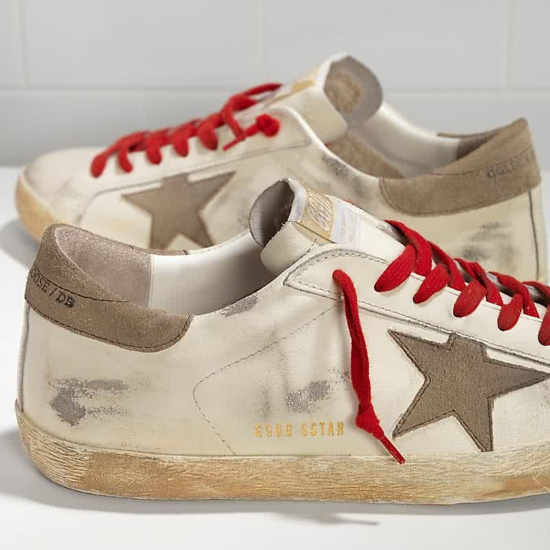 Golden Goose Sneakers Super Star in Pelle e Stella in Camoscio White Red Lace 4