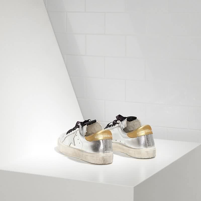 Golden Goose Sneakers MAY in Pelle e Stella in Pelle Silver Gold White Star 3