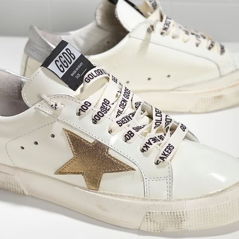 Golden Goose Sneakers May in Pelle e Stella in Pelle White Silver Gold 4