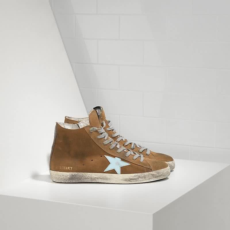 Golden Goose GGDB Sneakers FRANCY in Camoscio e Stella in Pelle OLIVE SUEDE 1