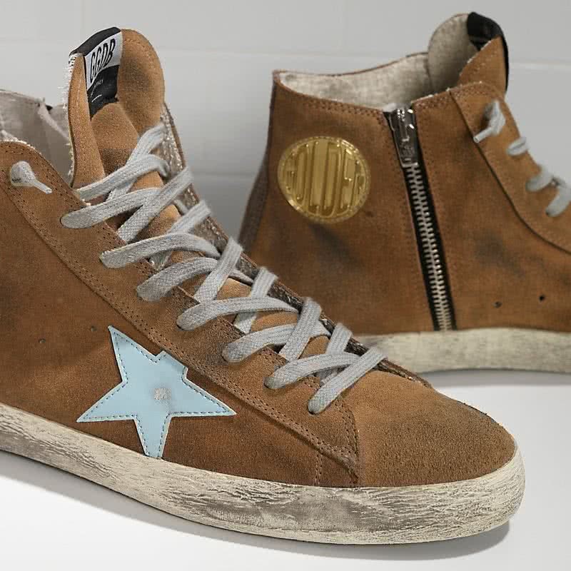 Golden Goose GGDB Sneakers FRANCY in Camoscio e Stella in Pelle OLIVE SUEDE 4