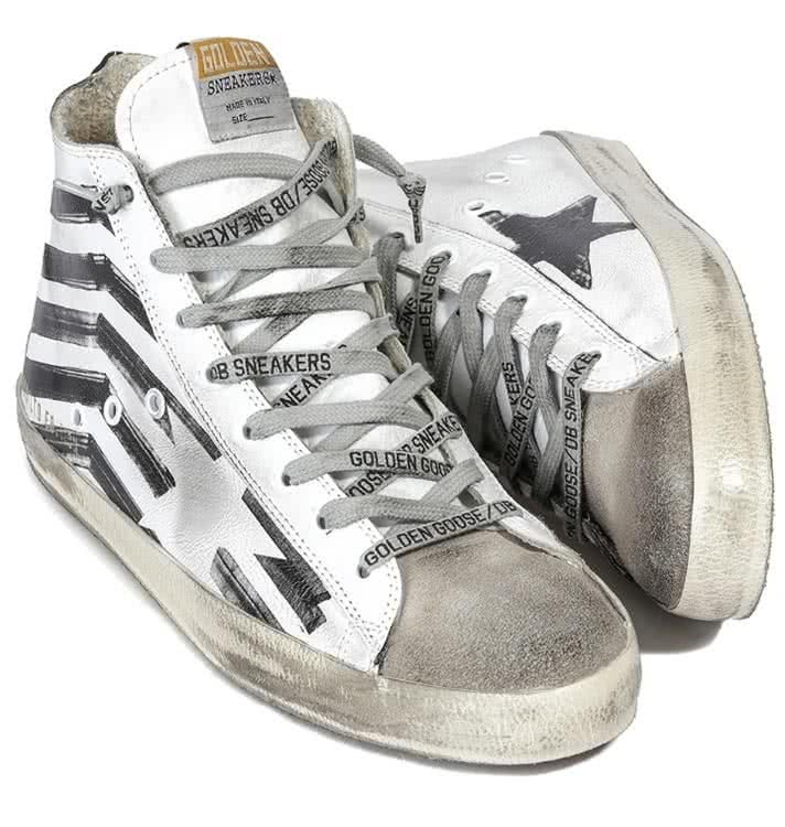 GGDB FRANCY SILKSCREENED LEATHER SNEAKERS white leather flag 1