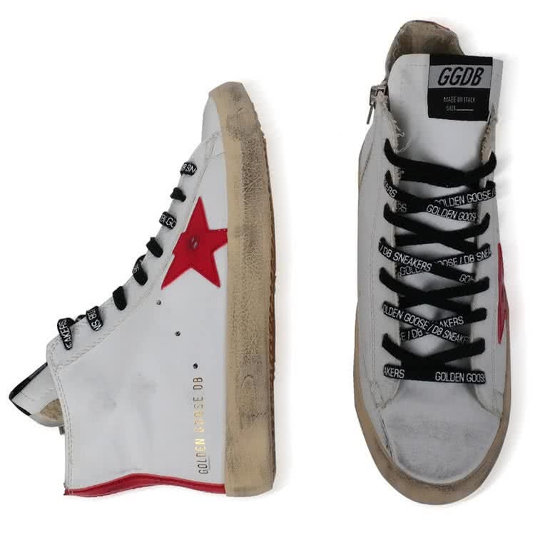 Golden Goose GGDB white with red star 3