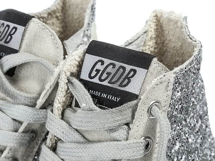 GGDB Sneakers FRANCY fabric embroidered with Glitter and Leather Star SILVER MOON 5