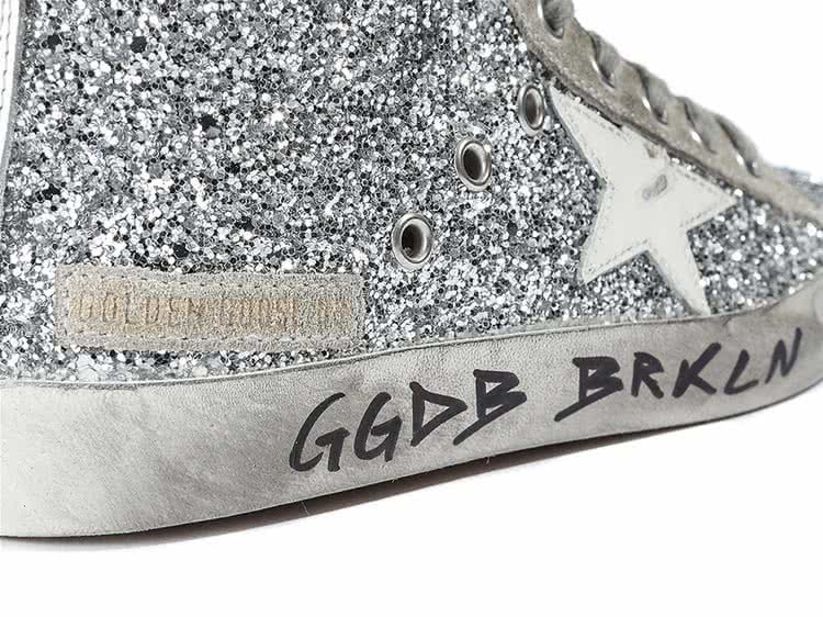 GGDB Sneakers FRANCY fabric embroidered with Glitter and Leather Star SILVER MOON 4