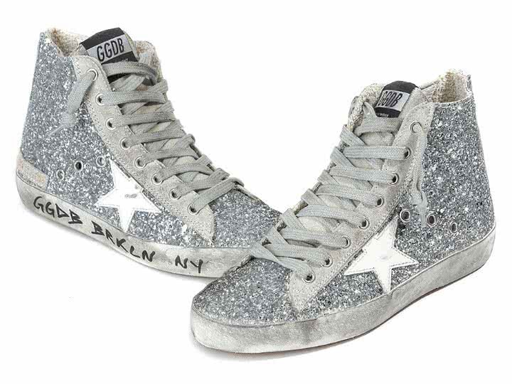 GGDB Sneakers FRANCY fabric embroidered with Glitter and Leather Star SILVER MOON 3