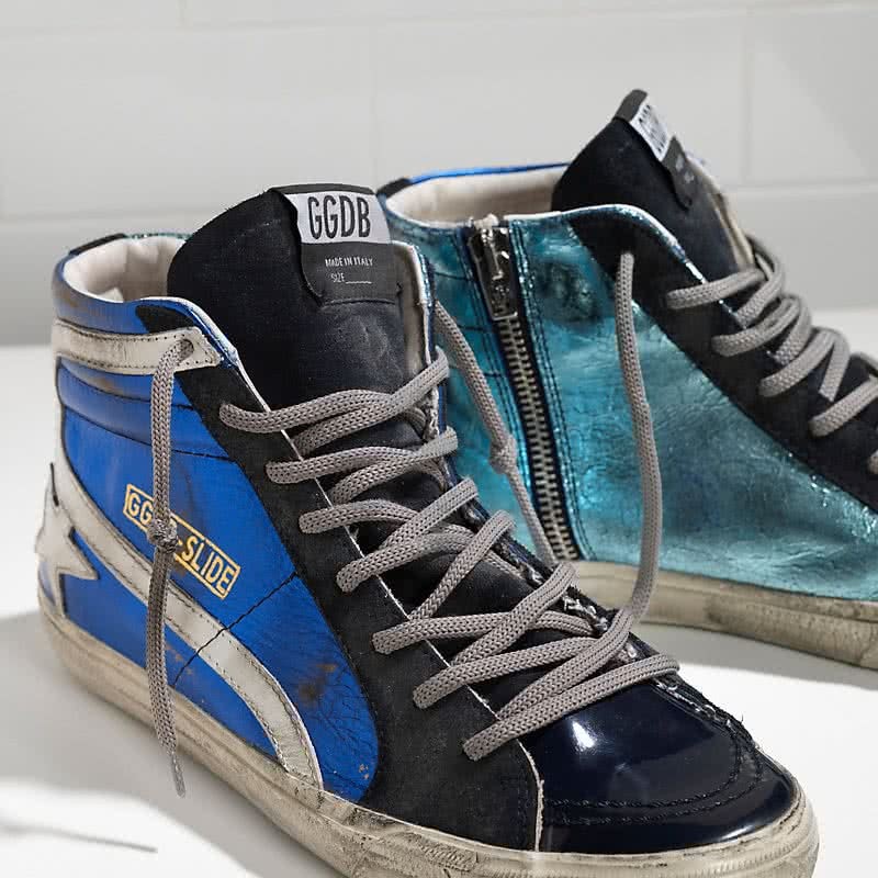 Golden Goose Sneakers Slide in Pelle E Stella in Pelle blue shades 4